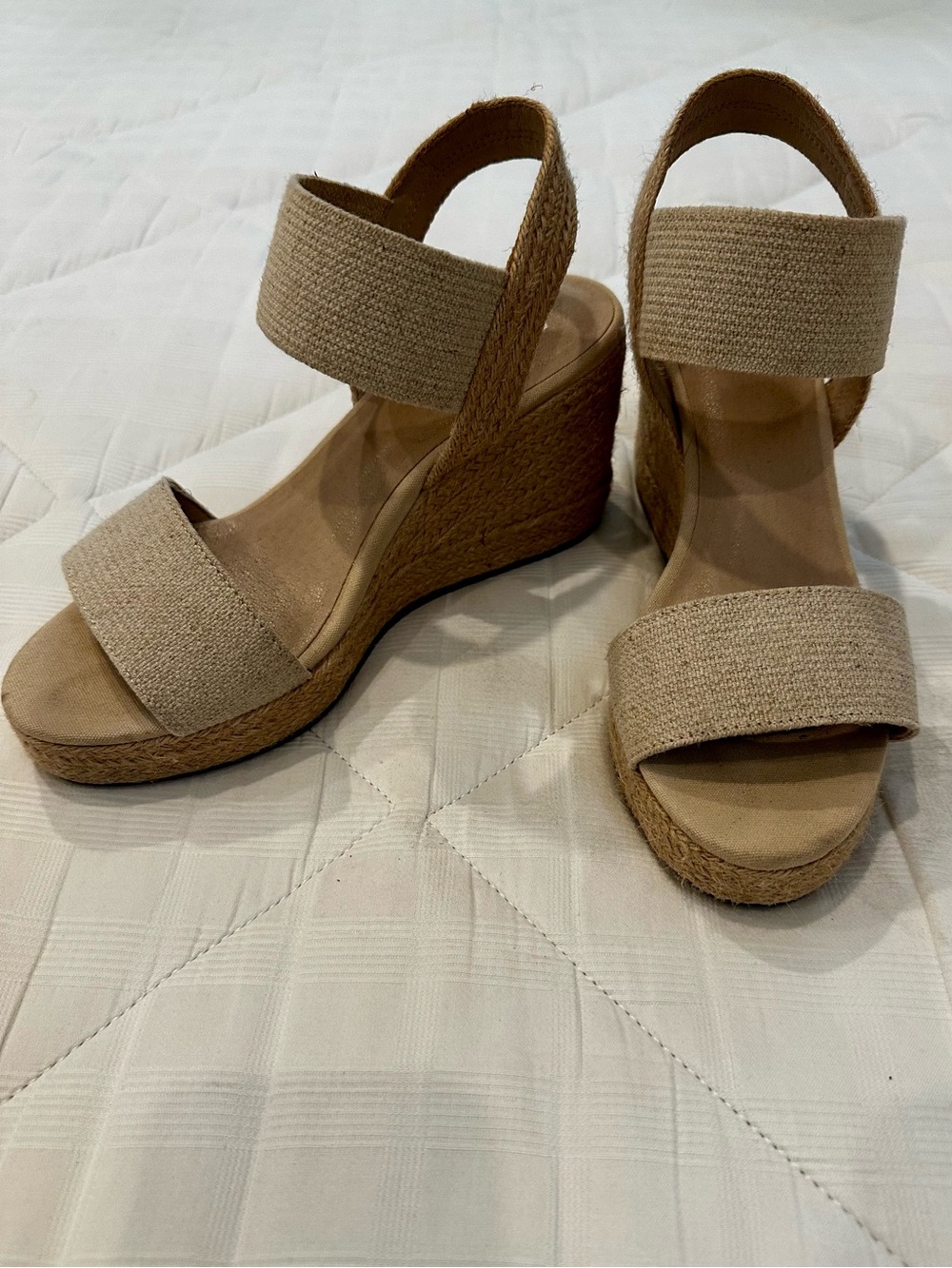 Mia Brittni Beige Wedge Sandals with Ankle Strap - Women's Casual Heels - Picture 3 of 5